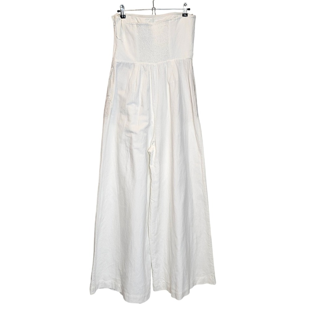 Hemant & Nandita Linen Blend Wide Leg Jumpsuit White Size Large Bridal Resort - Picture 5 of 15